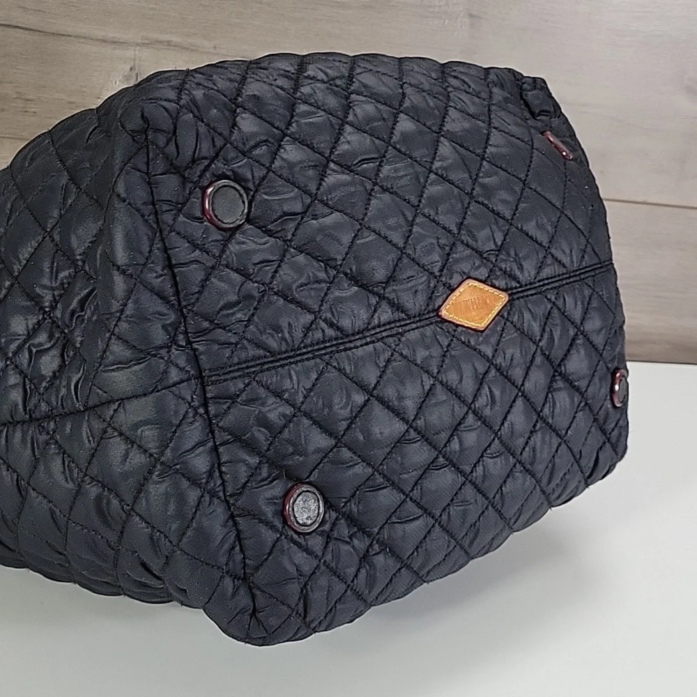 Large MZ Wallace Metro  Quilted Black Nylon Tote Bag